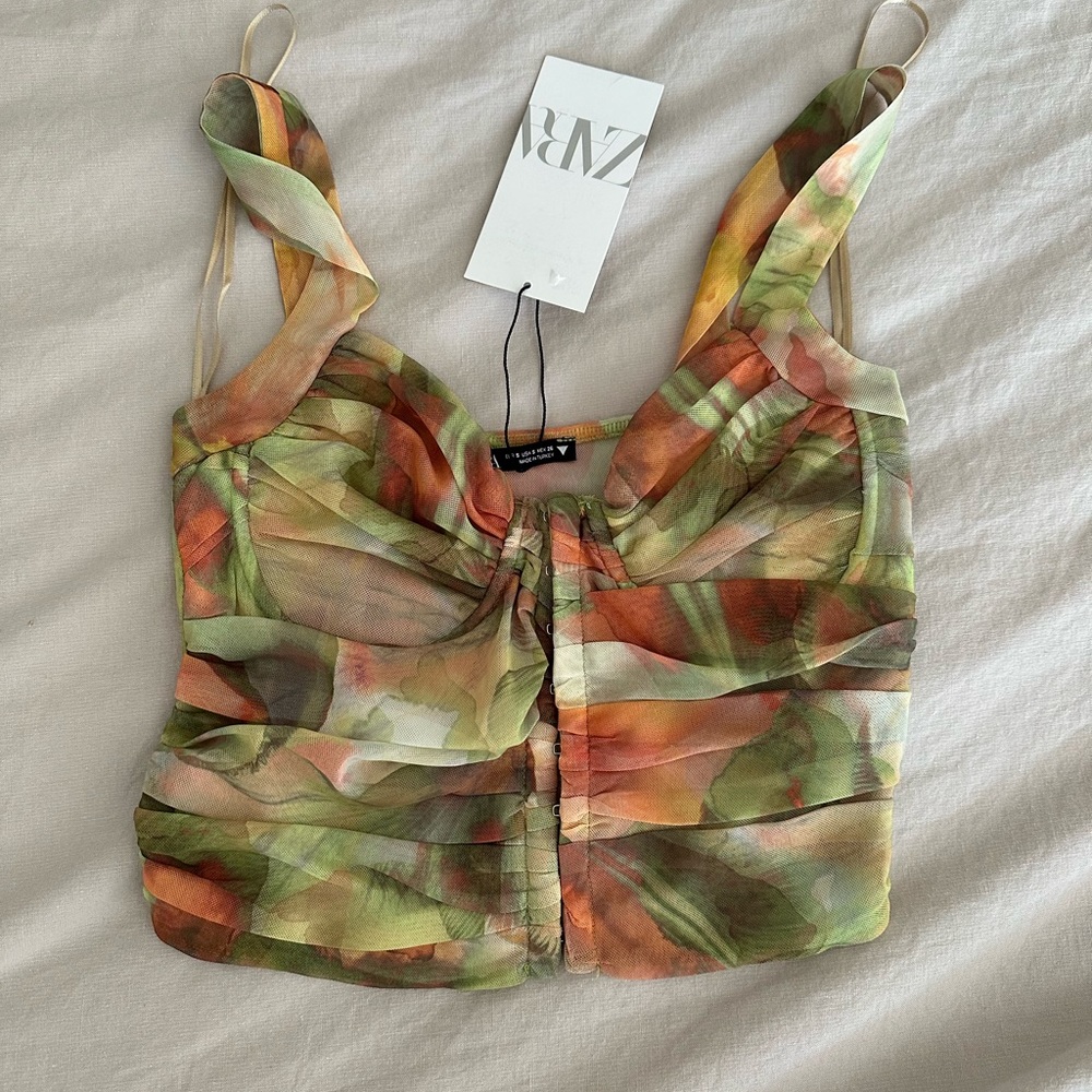 *NWT* Zara Floral Bustier Sheer Top